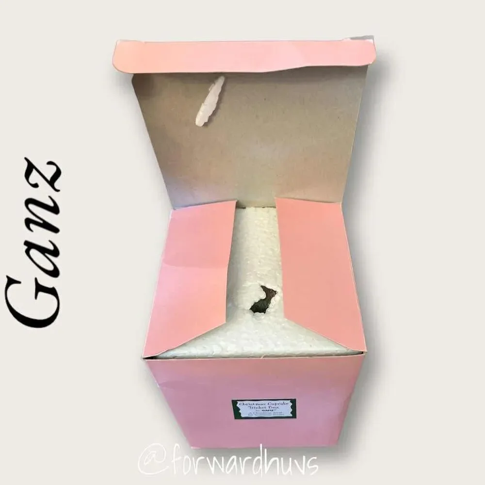 Ganz Christmas Pink with Candy Cane Cupcake Trinket Box